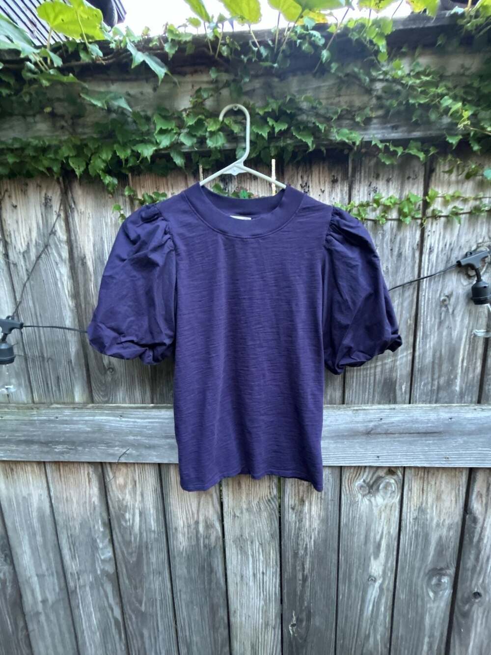 Nation LTD Purple 100% Cotton Puff Short Sleeve Knit Top Size S